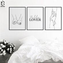 Nordic Minimalist Sweet Love Posters and Prints Couple Quotes Canvas Painting Wall Pictures Bedroom Decor 2024 - buy cheap