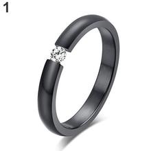 Anéis De Aço De Titânio mulheres Rhinestone Embutidos 6 para 12 mulher anéis de Casamento da Faixa EUA Tamanho 2024 - compre barato
