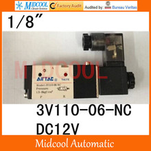 Free shipping 3V110-06-NC DC12V two tee pneumatic solenoid valve port 1/8" 2024 - buy cheap