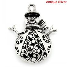 DoreenBeads Charm Pendants Christmas Snowman Silver Color Hollow 4.5cm x 3.5cm(1 6/8"x1 3/8"),5PCs 2024 - buy cheap