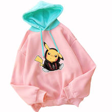 Autumn Sweatshirt Women Kpop New Kawaii Cartoon Pikachu Hoodie Raglan Long Sleeve Fleece Casual Harajuku Hooded Pullover Clothes 2024 - buy cheap