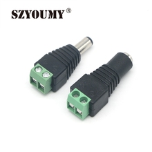 SZYOUMY Female/Male DC Power Jack Connector Plug Adapter 5.5x2.1mm For 5050 3528 Single Color LED Strip Light for CCTV Camera 2024 - buy cheap