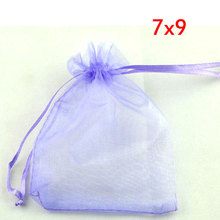 wholesale 100 Purple Drawable Organza Wedding Gift Bags&Pouches 9x7cm(W00446 X 1) 2022 - купить недорого