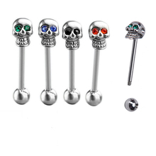1 Pc Punk Skull Tongue Piercing Surgical Stainless Steel Tongue Rings Piercings Men Barbell Piercing Langue Jewelry Men 2024 - buy cheap