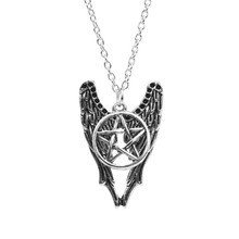 Large Double Guardian Angel Wing Necklace Charm Star Pentacle Pendant Jewelry 2024 - buy cheap