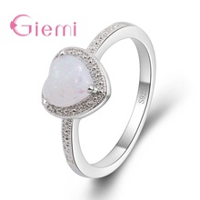 New Fashion Love Heart Fire Opal Ring Elegant 925 Sterling Silver Finger Rings for Women Wedding Trendy Jewelry 2024 - buy cheap