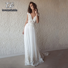 Vestido de noiva de tule com decote em v, vestido de noiva elegante 2024 - compre barato