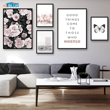 Scandinavian Flower Canvas Art Flamingo Pink Wall Art Painting Prints Posters Quote Decoration Pictures Nordic Modern Home Decor 2024 - buy cheap