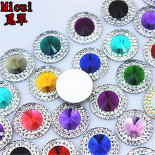 Micui 50 peças 14mm resina redonda cor dupla base plana strass pedra de cristal para diy vestuário botões joias artesanato mc618 2024 - compre barato