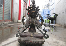 Envio rápido usps para os eua s3149 24 tibetano fane bronze antigo pintado estátua de buda tridimensional com quatro armações 2024 - compre barato