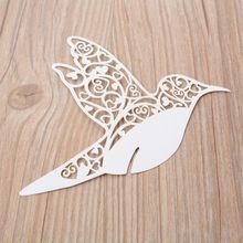 50 Laser Cut Love Bird Shape Wine Glass Place Cards Table Mark Name Paper Laser Cup Cards For Wedding Party Decoration 2024 - buy cheap