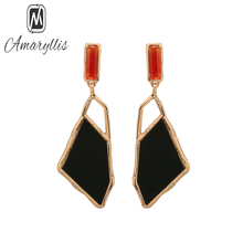 Amaiyllis Elegant Black Resin Pendant Earrings For Women Exaggerated Geometrical Dangle Earrings Fashion Party Jewelry Brincos 2024 - buy cheap