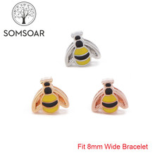 Sosoar Jewelry Honeybee Slide diy Charms fit 8mm Wide Leather Wrap pulsera de malla para niños pequeños/mujeres 10 unids/lote 2024 - compra barato