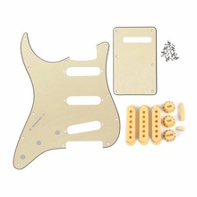 FLEOR Set of Left Handed 11 Hole ST Electric Guitar Pickguard SSS Back Plate Pickup Covers Guitar Knobs Guitar Parts Cream 2024 - buy cheap