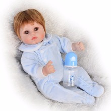 Boneca de silicone reborn bebê, brinquedo realista com olhos marrom, recém-nascido vivo, presente de bebê menina/menino com chupeta fofa de crescimento partne de 43 cm 2024 - compre barato