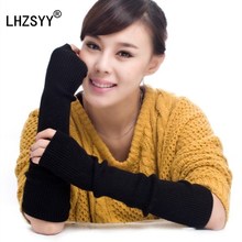 LHZSYY-guantes de Cachemira gruesos para mujer, manoplas largas de lana suave y acogedora, accesorios cálidos para Otoño e Invierno 2024 - compra barato