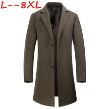 10XL 8XL winter Men's casual thicken woolen trench coat business coats Male solid color Slim fit overcoat Medium Long jackets 2024 - buy cheap