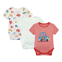 3 Pieces / Lot Cartoon Baby Rompers 100% Cotton Short Sleeves Baby Wear Colorful Summer Infant Jumpsuit Boys Girls Clothes 2024 - buy cheap