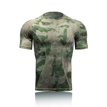 Militar tático camisa de manga curta combate t camisas dos homens camo camada base secagem rápida ao ar livre esporte caminhadas caça camisa do exército 2024 - compre barato