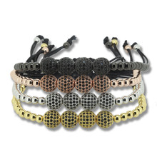1pc Fashion Anil Arjandas Macrame Bracelet Fit Men 24K 4mm Copper Beads & 8mm Micro Balls Braiding Bracelet 2024 - buy cheap