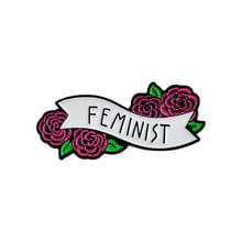 " Feminist "Enamel Pin Elegant Red Rose Badges Lapel Pins Brooches Denim Backpack Cap Jewelry Gift for Women Girls 2024 - buy cheap
