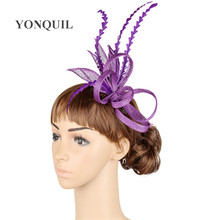 Sombrero elegante para mujer, tocado para fiesta de boda, diademas bonitas, fiesta de Iglesia, accesorios para el cabello de plumas, sombrero de novia MYQ011 2024 - compra barato