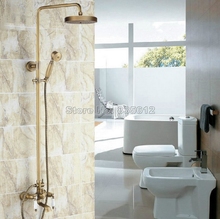 Conjunto de torneira de chuveiro clássica wrs148, acabamento antigo de latão para banheiro, montagem na parede, conjunto com alças de cerâmica 2024 - compre barato