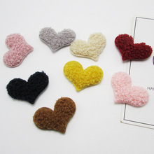 40pcs/lot 5x4cm Plush velvet Heart Padded Appliques DIY handmade Children Hair Accessories and Clothes Sewing 2024 - buy cheap