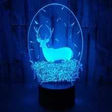 Colorful Christmas Deer 3d Lamp Illusion Led Night Light for Children Baby Kids Gift Bedside Bedroom Animal 2024 - buy cheap