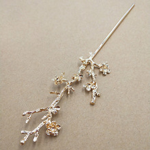 Flower Branch Hair Stick Bridal Wedding Hair Accessories 10mm Cabochons Cameo Base Hairpin Clips Comb Headdress Prom Hair Tool 2024 - buy cheap