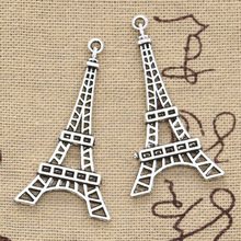 6 uds. De abalorios de Torre Eiffel Paris, 24x44mm, colgante antiguo, apto para Vintage tibetano, Color plateado bronce, joyería artesanal 2024 - compra barato