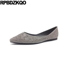 Sapatos baixos de strass cinza anti-deslizamento, calçado feminino baixo para festa, cristal, camurça cinza 2024 - compre barato