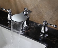 Grifo de baño cromado clour de 8 pulgadas, amplio, 3 piezas, lavabo, grifo mezclador, envío gratis con Perillas de cristal 2024 - compra barato