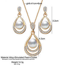 IF YOU Fashion Gold Color Simulated Pearl Inlaid Crystal Water Drop Necklace Stud Earrings Jewelry Set for Women Party Wedding 2024 - buy cheap