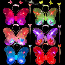 3pcs/Set Girls Led Flashing Light Fairy Luminous Butterfly Wing Wand Headband Costume Toy luminous stickers for kids child A1 2024 - buy cheap