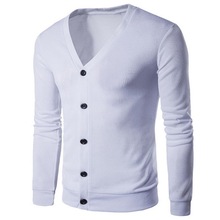 2019 Outono Dos Homens Camisola Casual Botão Blusas Com Decote Em V Manga Comprida Slim Fit Malha de Algodão Cardigan Pull Homme Multicolor 2024 - compre barato