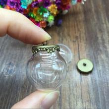 NEW 20sets/lot 25*15mm glass globe with antique bronze findings set glass bubble DIY vial pendant Charm wide opening Bottle 2024 - buy cheap