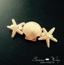 Timlee H084 Free shipping Beautiful Shell Conch Starfish Metal Barrettes Hair Clip hair accessory wholesale 2024 - buy cheap