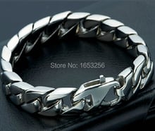 Hot selling products around the world ! 8.66" 15mm Fashion Men's Jewelry Stainless Steel   Cuban Curb Bracelet 2024 - buy cheap