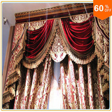 Burgundy Wine Custom Free Shipping hotel curtains classic royal quality curtain send express baroque style for window wide 2024 - buy cheap