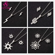 Oly2u Punk Thunder Lightning Shaped Jewelry Set Simple Cactus Plant Necklace Romantic Flower Earings for Women Engagement Gift 2024 - buy cheap