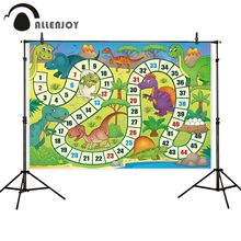 Allenjoy photographic background cartoon dinosaur board game spring backdrops photography party photo background photobooth 2024 - buy cheap