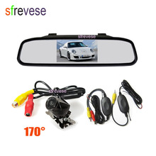 4.3" LCD Mirror Monitor Car Rear View Kit + Wireless Metal Parking Reversing Backup Camera 170 Degree 2024 - buy cheap