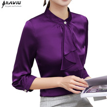 Naviu-camisa elegante con volantes para mujer, ropa de moda, blusa de gasa de media manga ajustada para oficina, Ropa de Trabajo de talla grande 2024 - compra barato