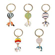 Cute Cartoon Animal Cow Dolphin Fox Bear Cat Hot Air Balloon Pendant Keychain Key Ring Fashion Charm Jewelry Accessories 2024 - buy cheap