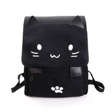 Mochila de lona con bordado de dibujos animados para adolescentes, morral escolar informal con estampado de gato 2024 - compra barato