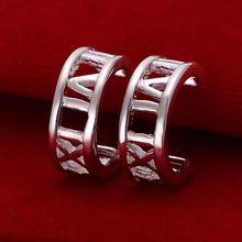 wholesale silver plated earrings,925 fashion Silver jewelry roman hoop Earrings for women SE046 2024 - buy cheap