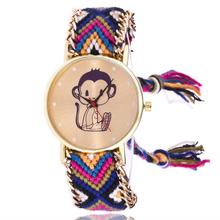 Lovely Monkey Pattern Women Watches Knitted Weaved Rope Band Bracelet Clock Gold Dial Quartz Wrist Watch Creative July14 2024 - buy cheap