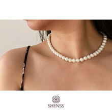 Elegant  Silver 925 Jewelry Classic Temperament Cream Necklace 8mm Pearl  925 Sterling Silver Chain for Women 2024 - buy cheap