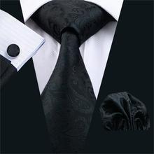 FA-823-Corbata de seda de Cachemira para hombre, corbata clásica de Jacquard tejida, conjunto de pañuelo y pañuelo para fiesta de boda y negocios, color negro, 2016, envío gratis 2024 - compra barato